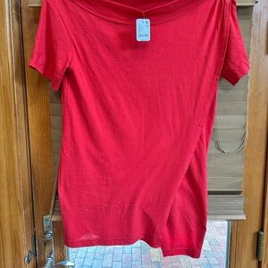 FREE PEOPLE Red Short Sleeve Tunic T-Shirt